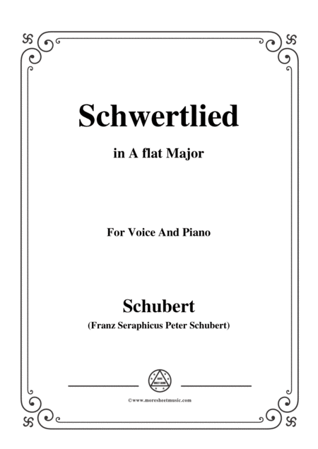 Schubert Schwertlied In A Flat Major D 170 For Voice And Piano Sheet Music