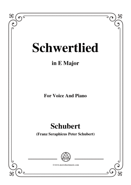 Free Sheet Music Schubert Schwertlied In E Major D 170 For Voice And Piano