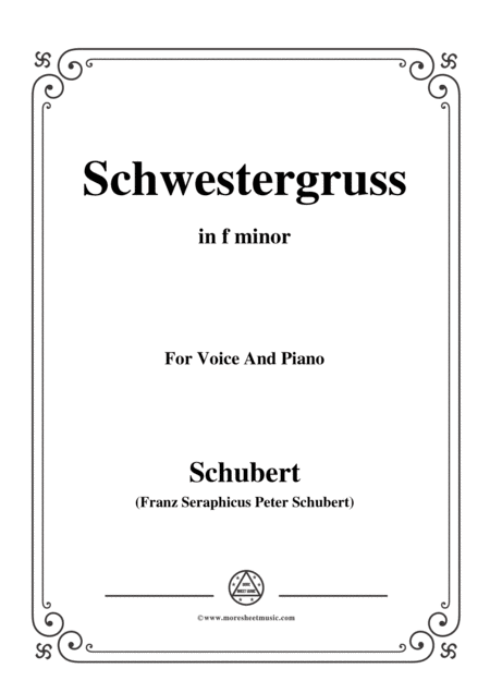 Free Sheet Music Schubert Schwestergruss In F Minor For Voice Piano