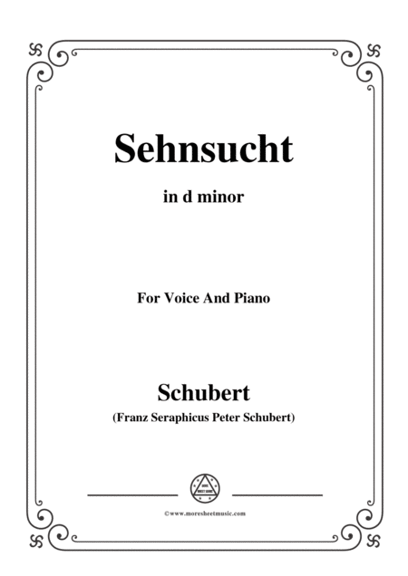 Free Sheet Music Schubert Sehnsucht In D Minor Op 105 No 4 For Voice And Piano