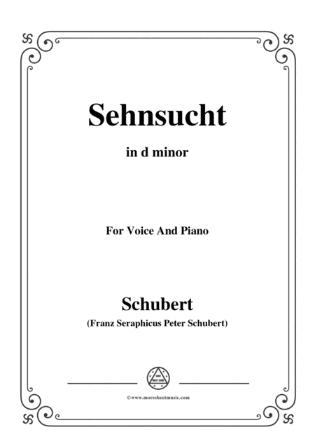 Schubert Sehnsucht In D Minor Op 105 No 4 For Voice And Piano Sheet Music