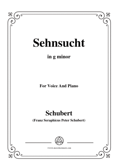 Free Sheet Music Schubert Sehnsucht In G Minor Op 105 No 4 For Voice And Piano