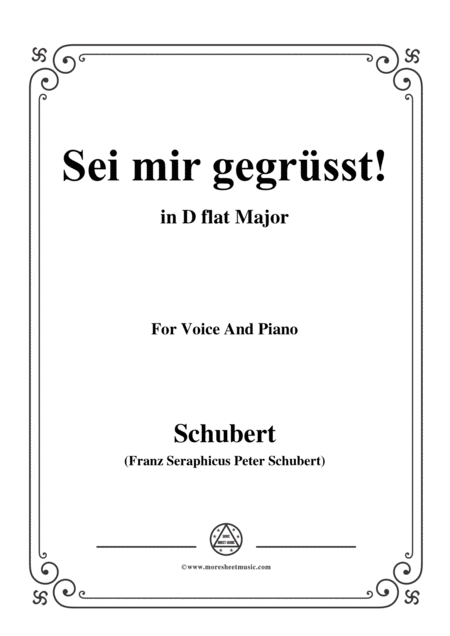 Schubert Sei Mir Gegrsst Op 20 No 1 In D Flat Major For Voice Piano Sheet Music