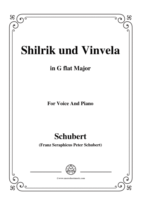 Schubert Shilrik Und Vinvela In G Flat Major For Voice Piano Sheet Music