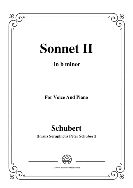 Schubert Sonnet Ii In B Minor For Voice And Piano Sheet Music