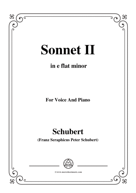 Free Sheet Music Schubert Sonnet Ii In E Flat Minor For Voice And Piano