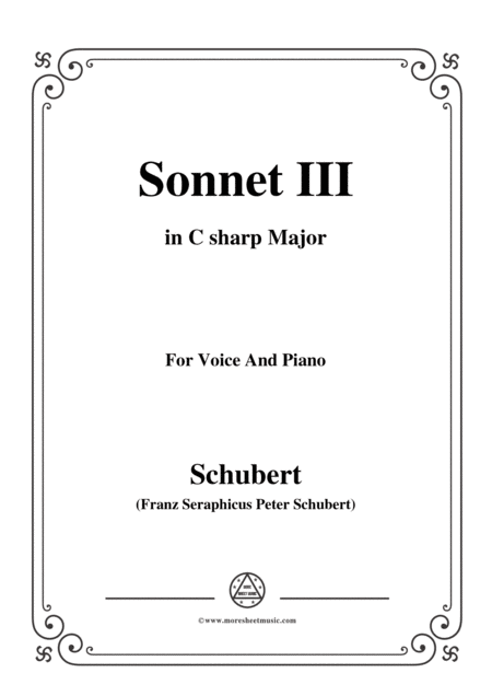 Schubert Sonnet Iii In C Sharp Major For Voice Piano Sheet Music