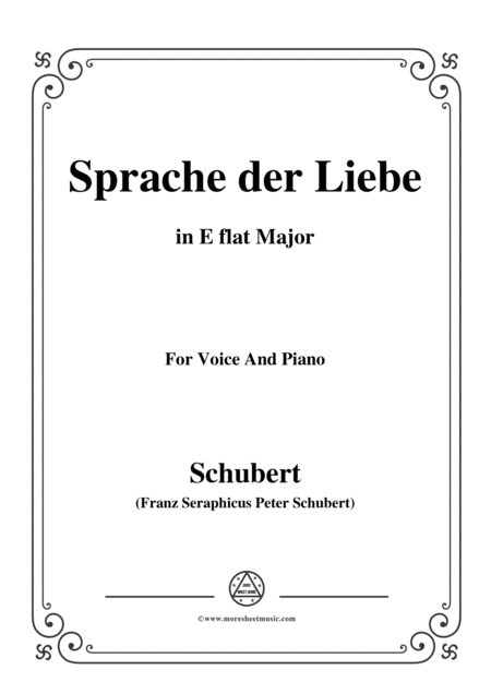 Schubert Sprache Der Liebe Op 115 No 3 In E Flat Major For Voice Piano Sheet Music