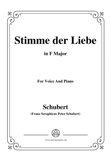 Schubert Stimme Der Liebe D 187 In F Major For Voice And Piano Sheet Music