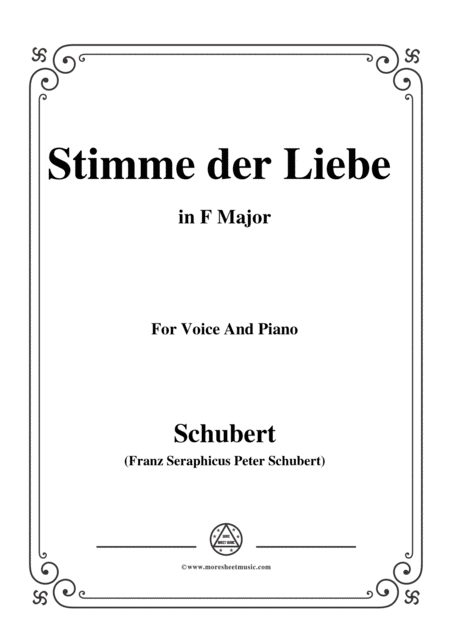 Schubert Stimme Der Liebe D 418 In F Major For Voice And Piano Sheet Music