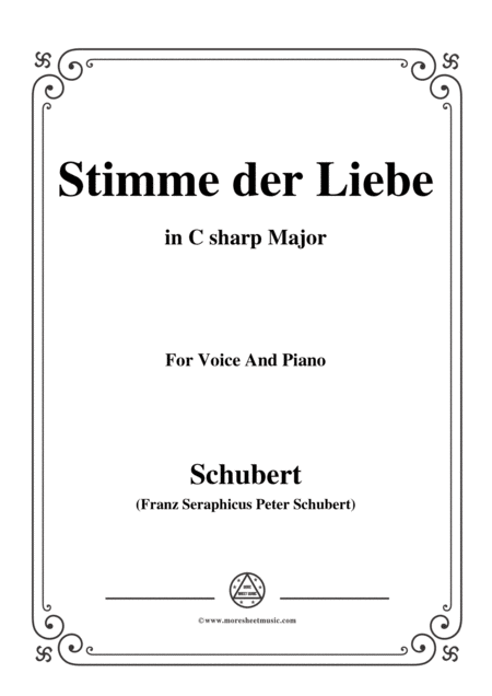 Schubert Stimme Der Liebe In C Sharp Major For Voice Piano Sheet Music