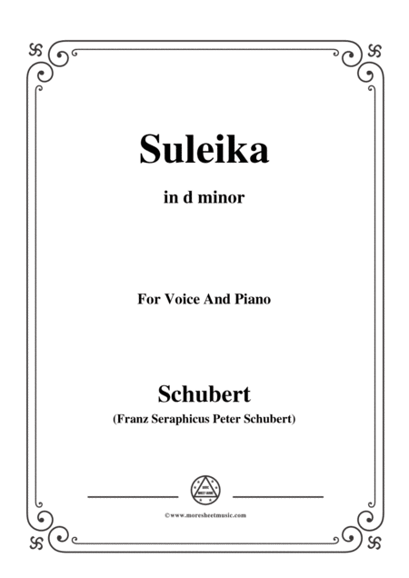 Free Sheet Music Schubert Suleika Suleika I Op 14 No 1 In D Minor For Voice Piano