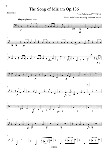 Free Sheet Music Schubert The Song Of Miriam Op 136 Bassoon 2