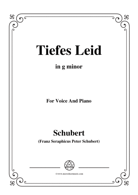 Schubert Tiefes Leid In G Minor For Voice Piano Sheet Music