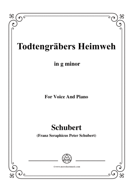 Free Sheet Music Schubert Todtengrbers Heimweh In G Minor For Voice Piano