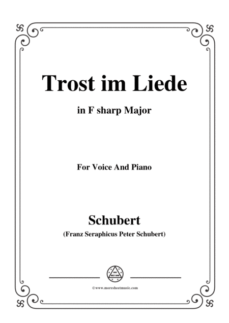 Schubert Trost Im Liede In F Sharp Major For Voice And Piano Sheet Music