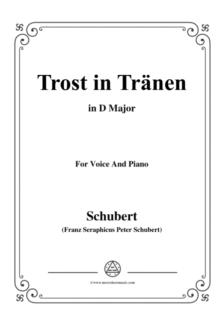 Free Sheet Music Schubert Trost In Trnen In D Major For Voice Piano