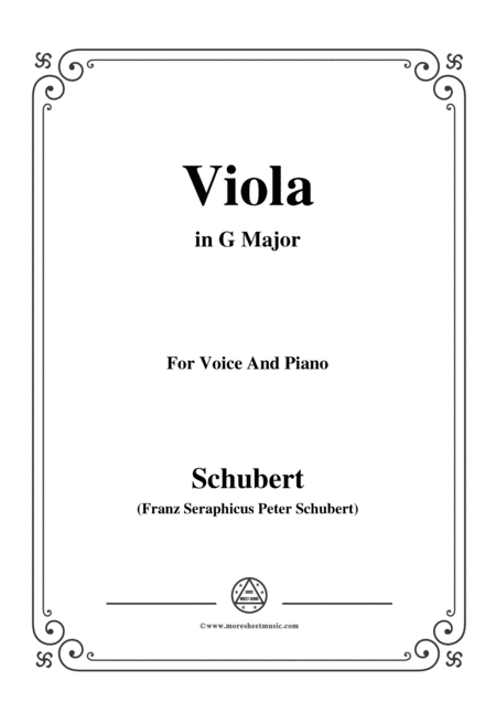 Free Sheet Music Schubert Viola Violet Op 123 D 786 In G Major For Voice Piano