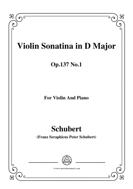 Free Sheet Music Schubert Violin Sonatina In D Major Op 137 No 1