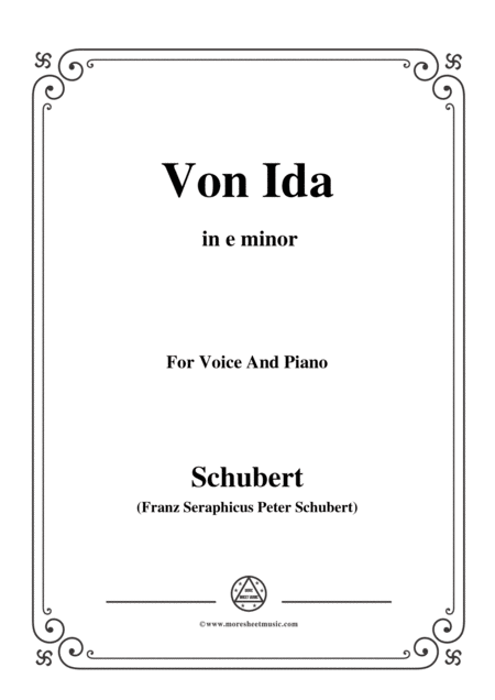 Free Sheet Music Schubert Von Ida In E Minor For Voice And Piano