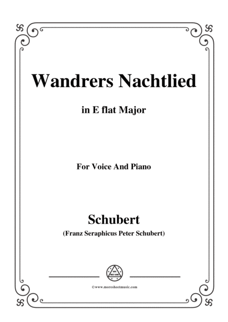 Schubert Wandrers Nachtlied In E Flat Major Op 4 No 3 For Voice And Piano Sheet Music