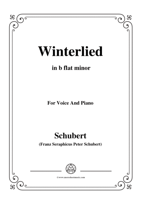 Free Sheet Music Schubert Winterlied In B Flat Minor For Voice Piano