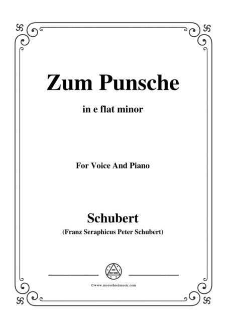 Free Sheet Music Schubert Zum Punsche In E Flat Minor For Voice Piano