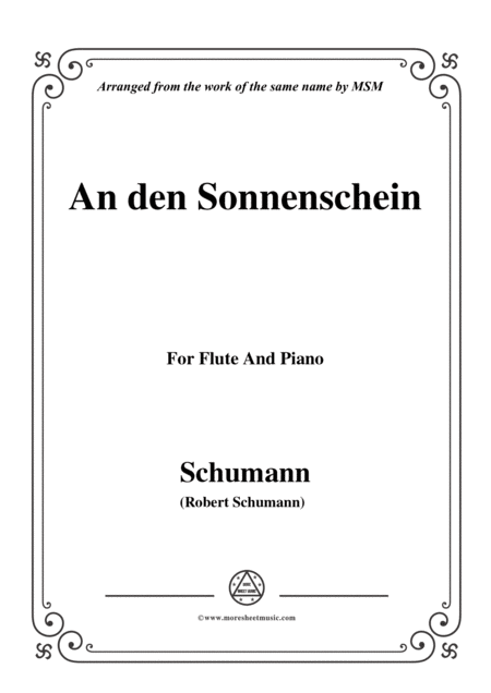 Free Sheet Music Schumann An Den Sonnenschein For Flute And Piano