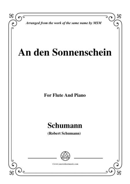 Schumann An Den Sonnenschein For Flute And Piano Sheet Music