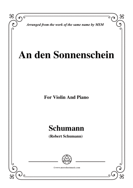 Free Sheet Music Schumann An Den Sonnenschein For Violin And Piano