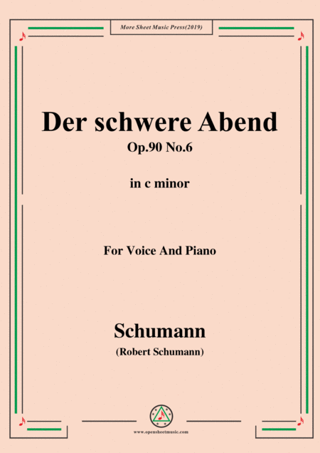 Free Sheet Music Schumann Der Schwere Abend Op 90 No 6 In C Minor For Voice Piano
