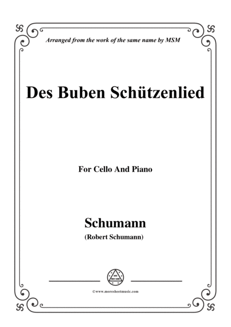 Schumann Des Buben Schtzenlied Op 79 No 26 For Cello And Piano Sheet Music