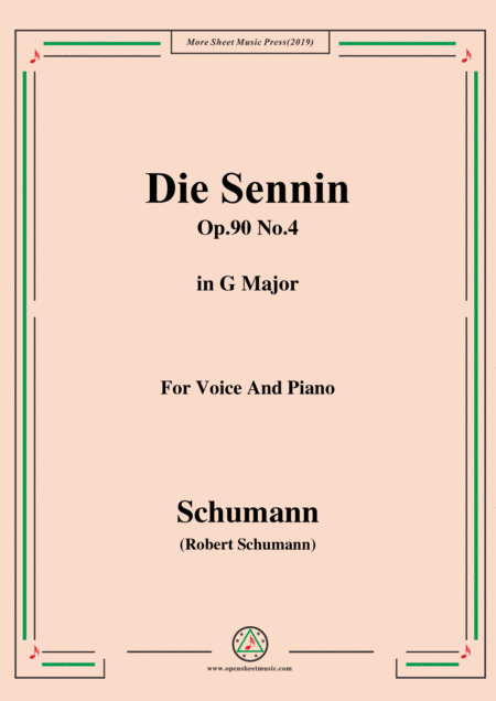 Free Sheet Music Schumann Die Sennin Op 90 No 4 In G Major For Voice Piano