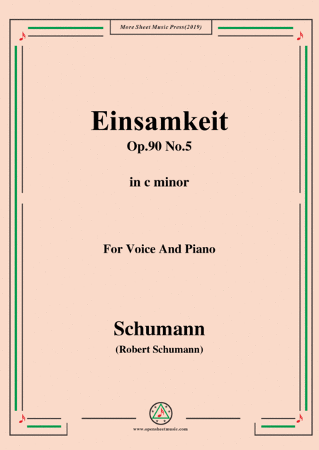 Schumann Einsamkeit Op 90 No 5 In C Minor For Voice Piano Sheet Music