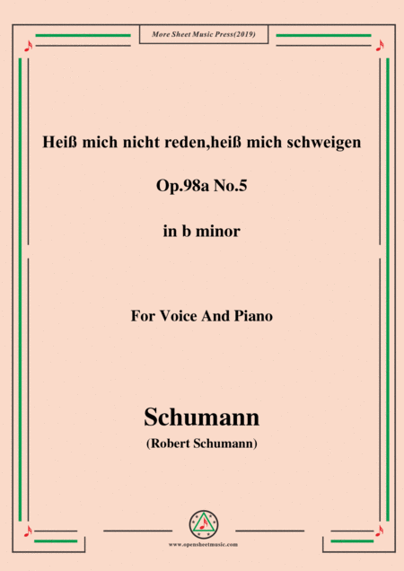 Free Sheet Music Schumann Hei Mich Nicht Reden Hei Mich Schweigen Op 98a No 5 In B Minor For Vioce Pno