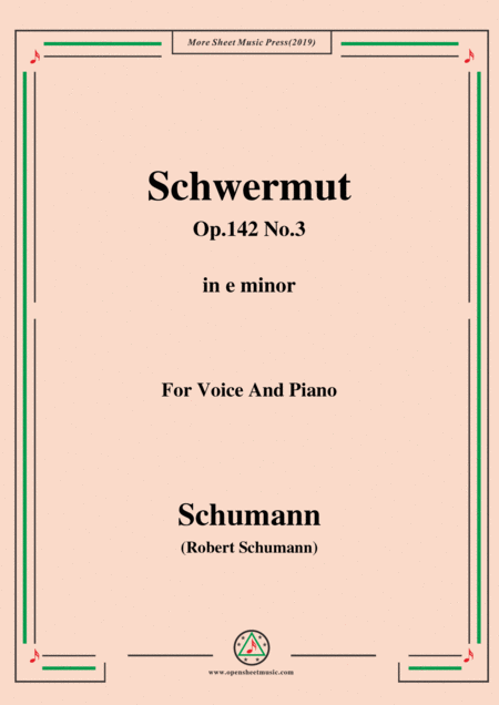 Schumann Mdchen Schwermut Op 142 No 3 In E Minor For Voice Piano Sheet Music