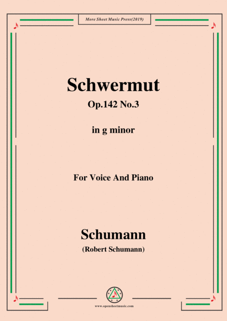 Free Sheet Music Schumann Mdchen Schwermut Op 142 No 3 In G Minor For Voice Piano