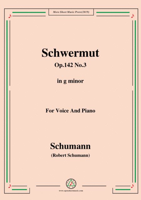 Schumann Mdchen Schwermut Op 142 No 3 In G Minor For Voice Piano Sheet Music