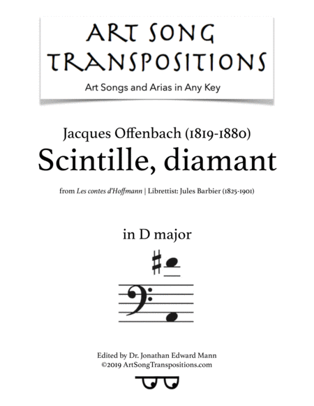 Scintille Diamant Transposed To D Major Sheet Music