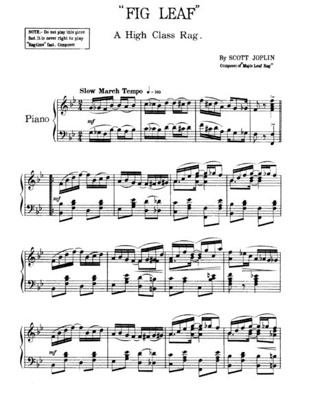 Scott Joplin Fig Leaf Rag Original Version Sheet Music