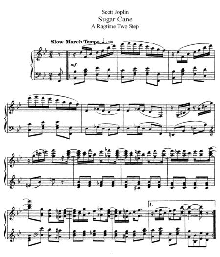 Free Sheet Music Scott Joplin Sugar Cane Original Version