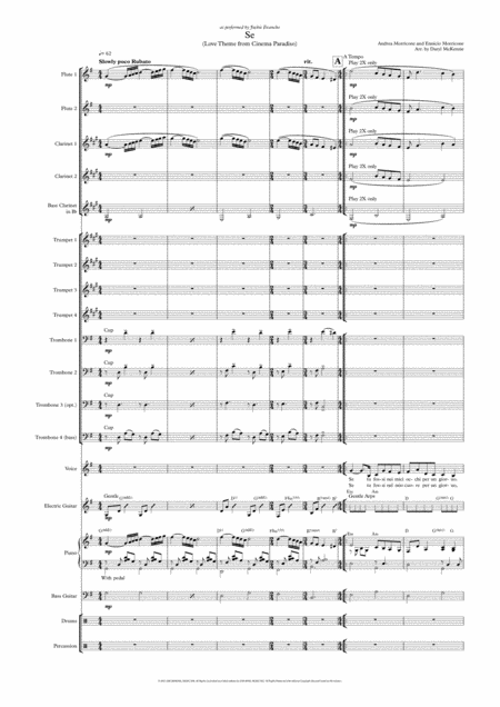 Free Sheet Music Se Love Theme From Cinema Paradiso Female Vocal With Big Band Key Of G