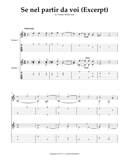 Free Sheet Music Se Nel Partir Da Voi Excerpt