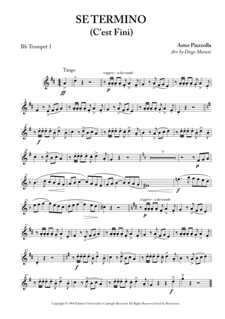 Free Sheet Music Se Termino C Est Fini For Brass Quartet