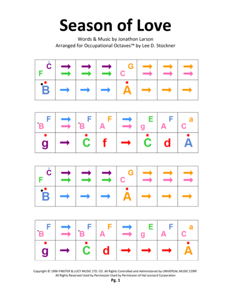 Seasons Of Love Occupational Octaves Sheet Music