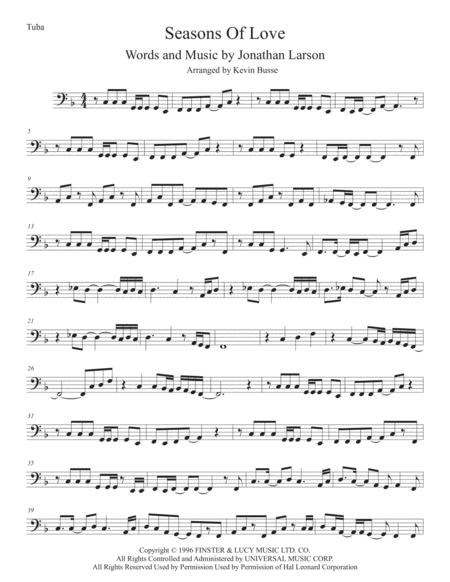 Free Sheet Music Seasons Of Love Tuba