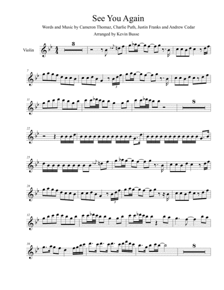 See You Again Original Key Violin Sheet Music