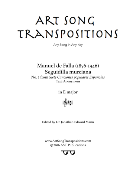 Seguidilla Murciana E Major Sheet Music