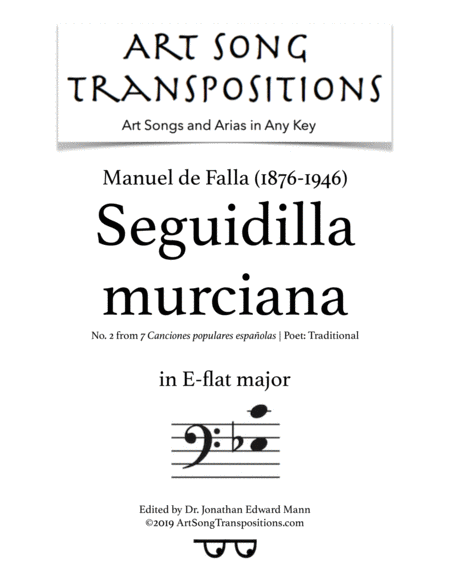 Seguidilla Murciana Transposed To E Flat Major Bass Clef Sheet Music