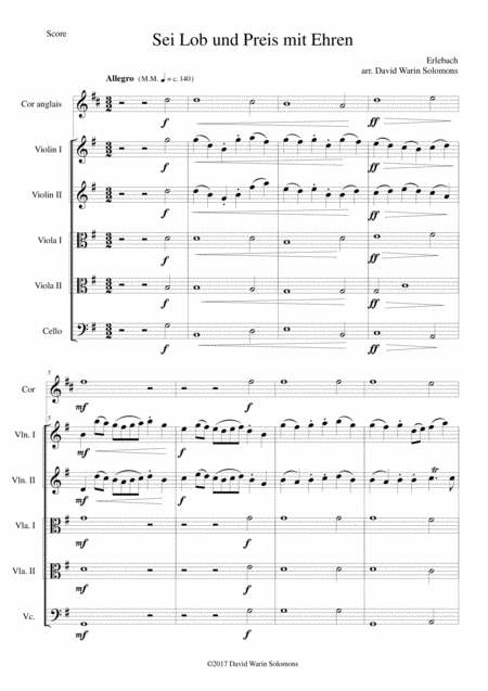 Free Sheet Music Sei Lob Und Preis Mit Ehren For Cor Anglais And Strings